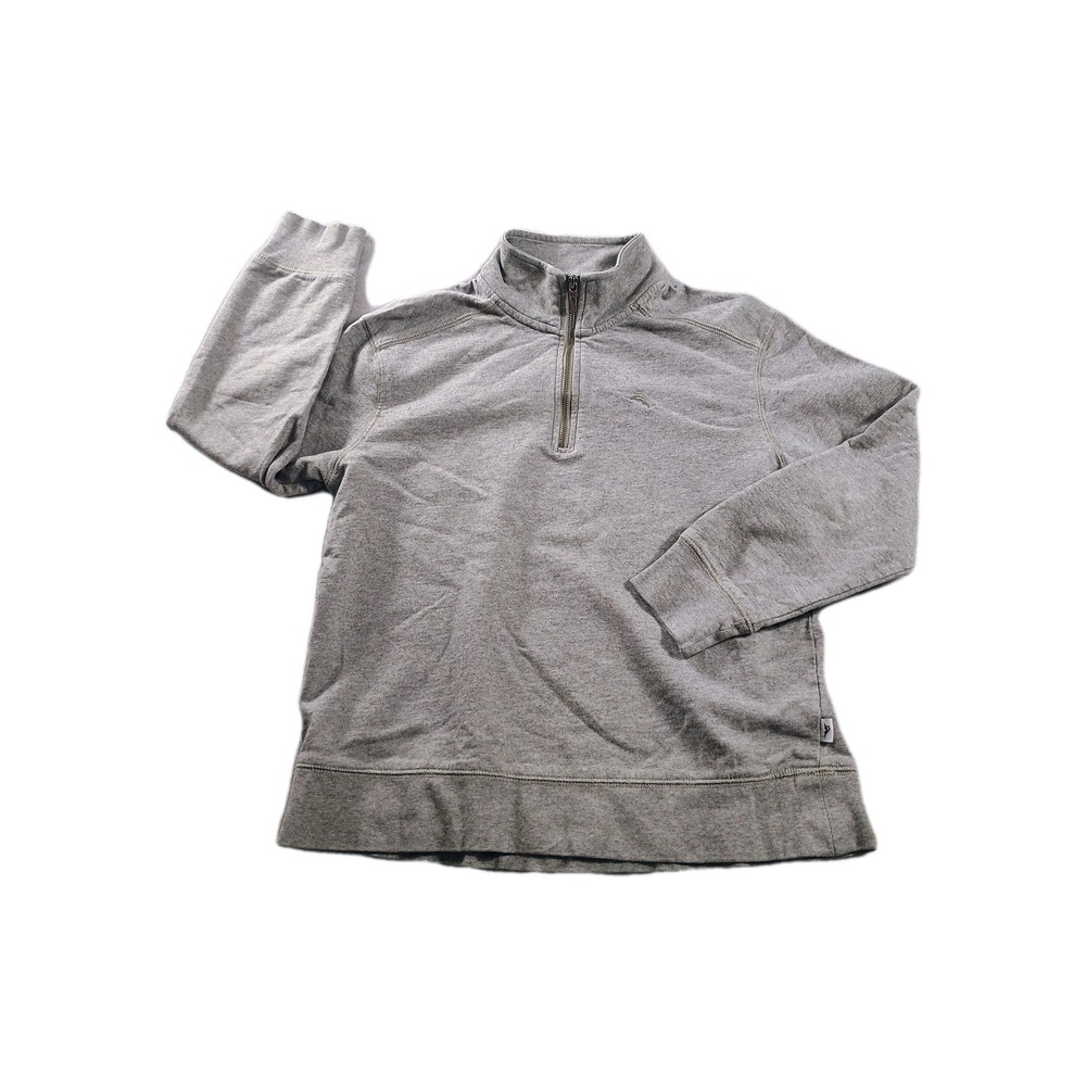 Tommy Bahama Sweatshirt Boys 10-12 Gray 1/4 Zip Cotton Pullover Logo Kids Top